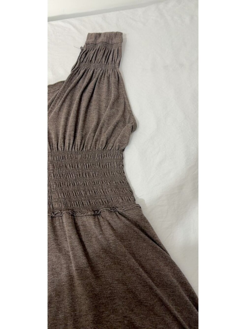 Bordeaux Womens Maxi Dress L Brown Smocked Waist Flowy Stretch Boho Sleeveless - Picture 12 of 14